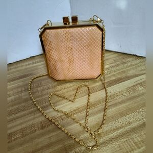 Nordstrom Vintage Faux Leather Rectangle Hardside Bag Gold Chain Fun Avantgarde